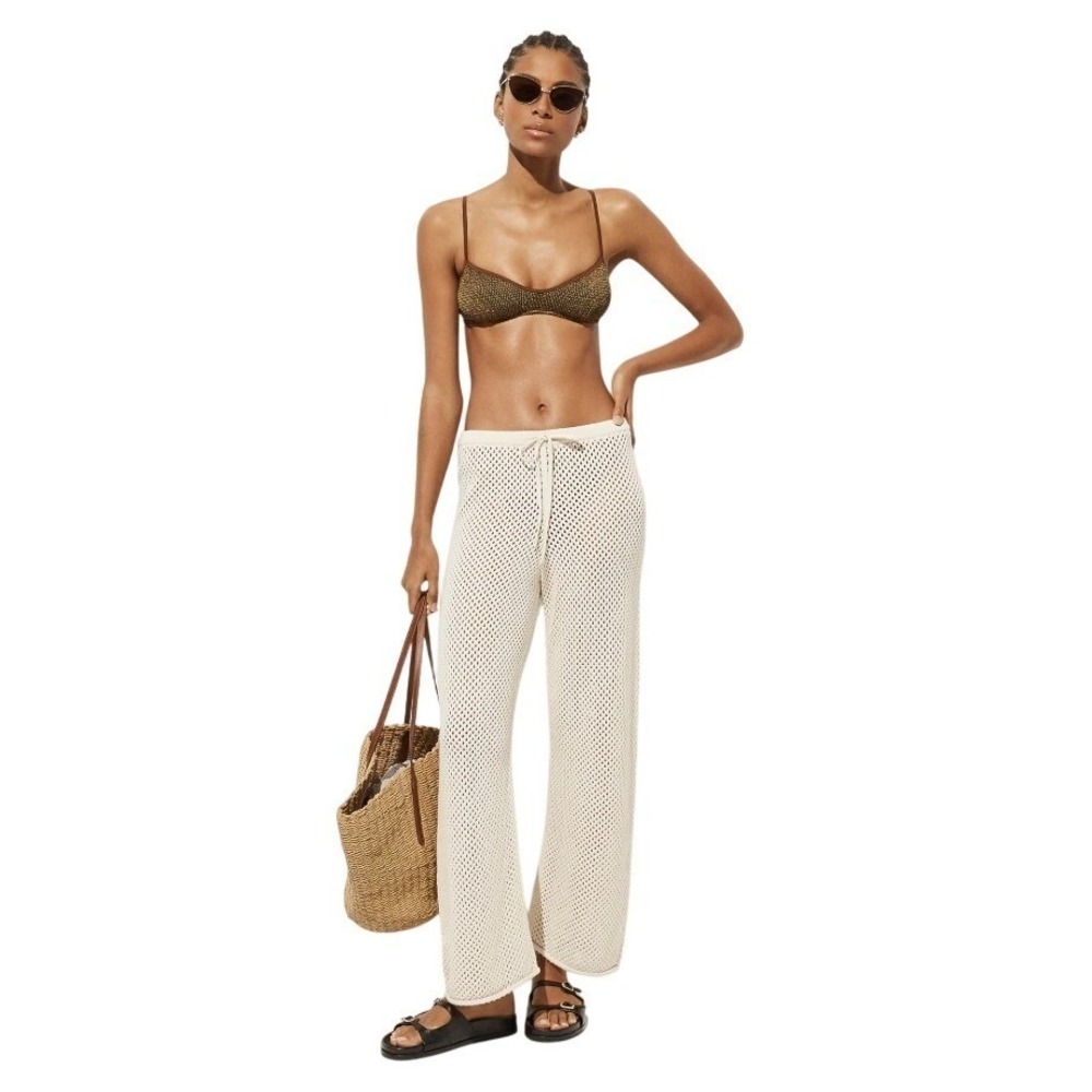 J.‎ Crew Crochet Beach Pant Natural Cream 100% Cotton Mesh Knit S